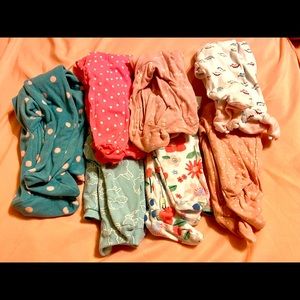 Bundle of 7 baby girl Carter’s footsies size 6 mo